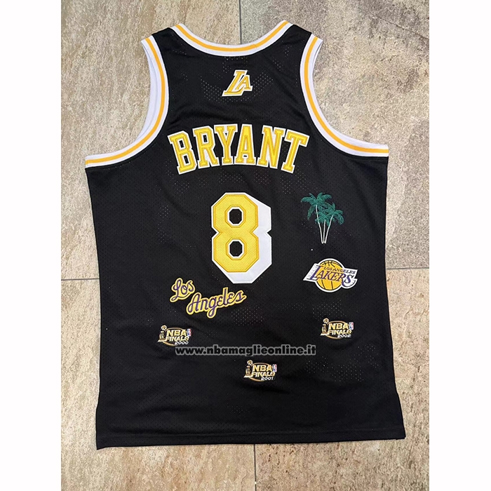 Maglia Los Angeles Lakers Kobe Bryant No 8 Hardwood Classics Mitchell & Ness 1996-97 Nero